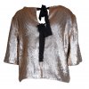 J.CREW GOLD SEQUINE TOP WITH BLACK RIBBONS BEHIND SIZE:6